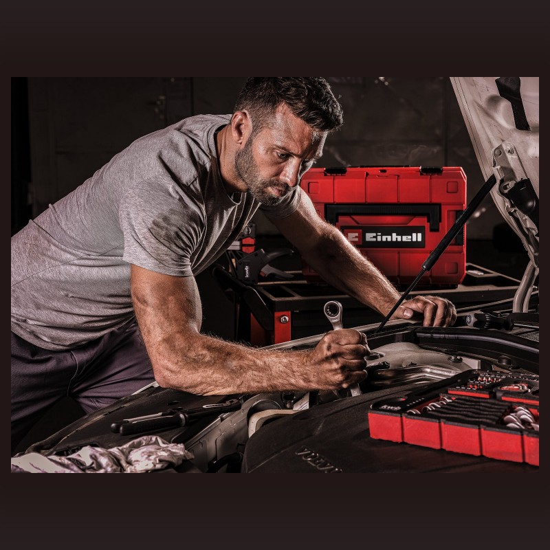 Einhell 49370570 E-CASE çanta ve iki EVA içlikte 80 parçalı takım içeriği