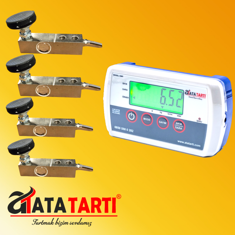 Ata-EMR-LCD Hayvan Kantar Tartım Seti – 4’lü Loadcell ve İndikatör