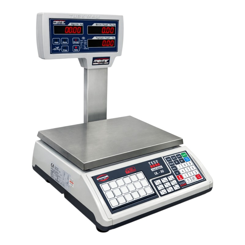 TESS Mehter UL fiyat hesaplamalı terazi 3/6/15/30 kg kırmızı LED