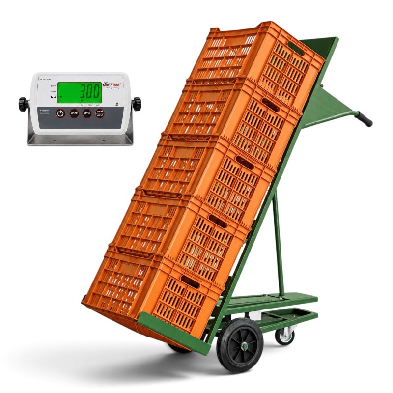 Ata EMR indikatörlü 300 kg tartılı el arabası ve mobil tartı