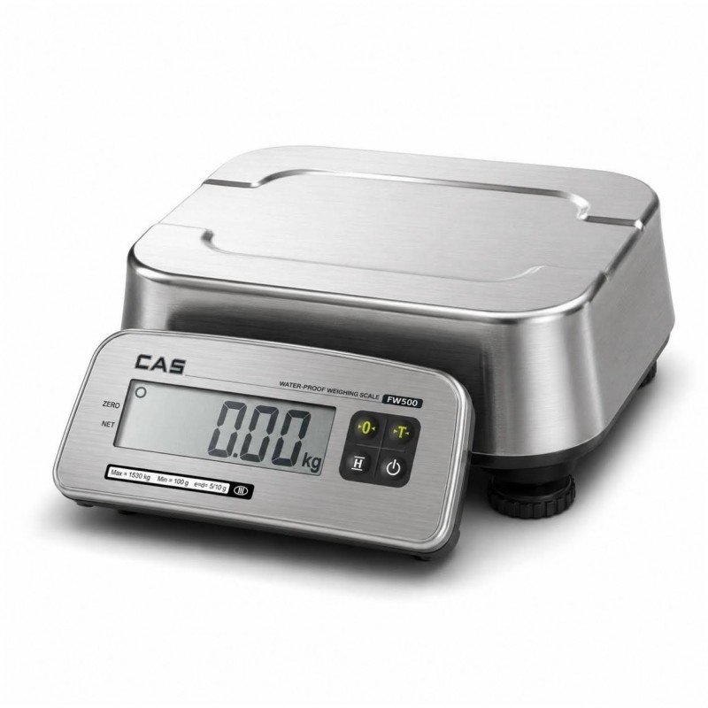 CAS FW500-C paslanmaz çelik kasalı, LCD ekranlı ve düz kefeli IP69K su geçirmez terazi