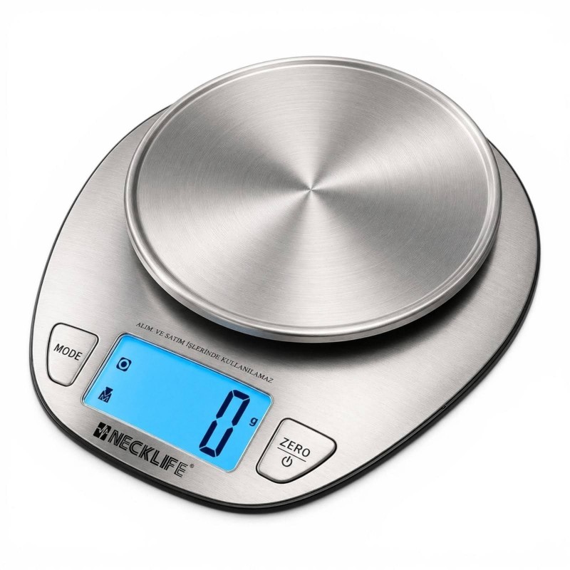 Necklife EK4352H paslanmaz kefeli mutfak terazisi 5 kg kapasite 1 g taksimat