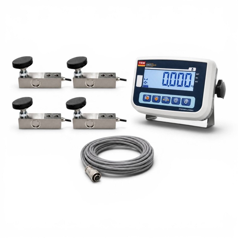 TEM EKO-LCD indikatör ve dört adet 2 ton lama loadcell içeren hayvan kantarı tartım seti