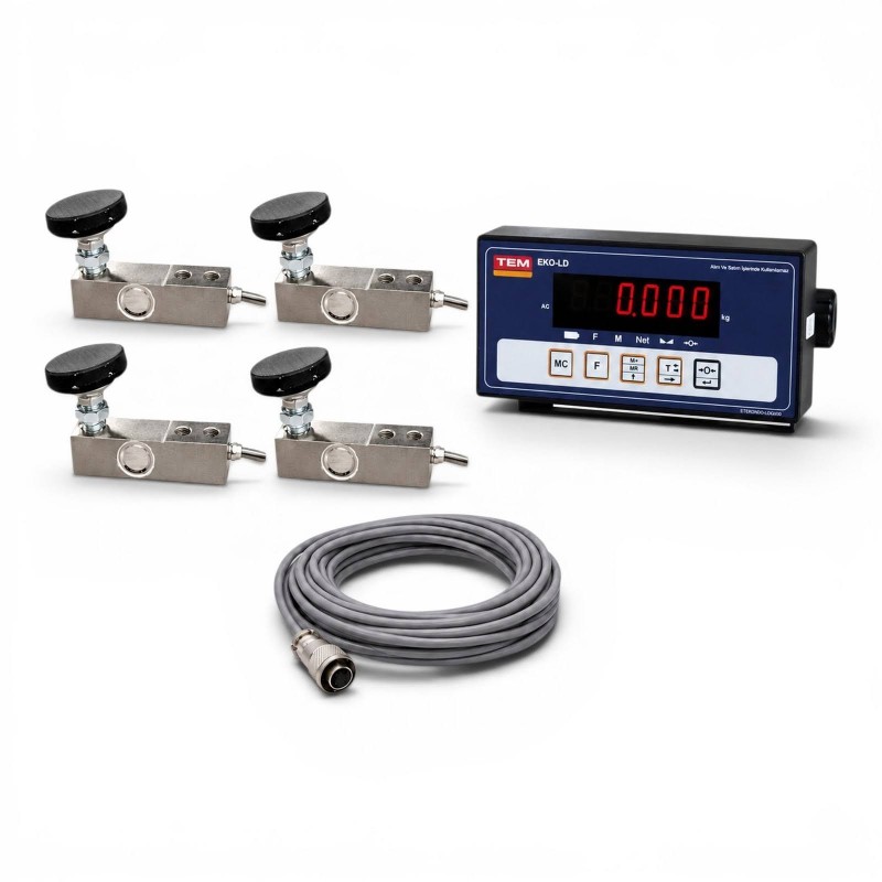 TEM EKO-LD indikatör ve dört adet 2 ton lama loadcell içeren hayvan kantarı seti