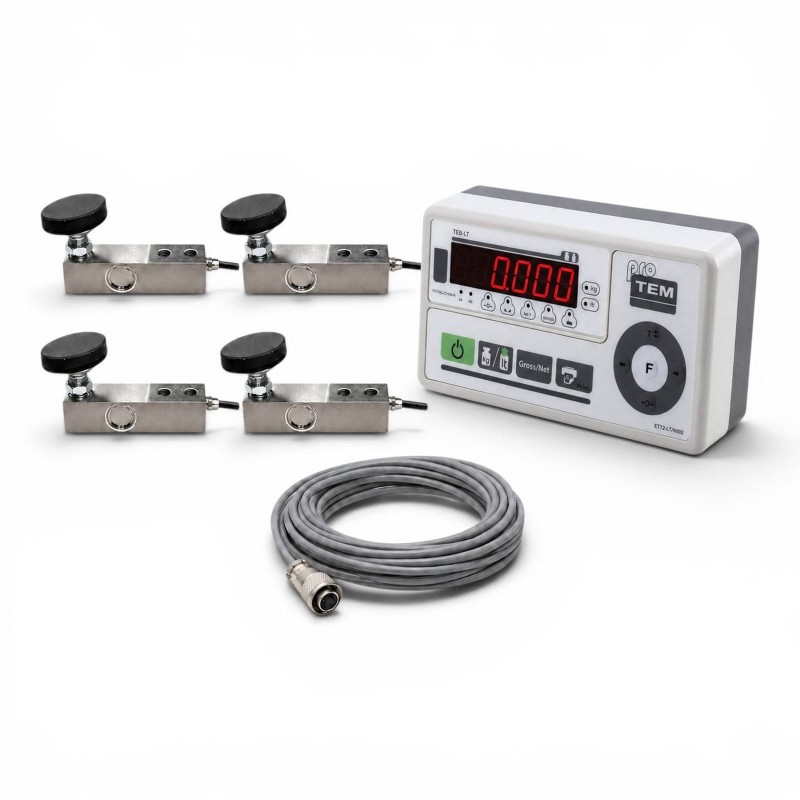 TEM Pro-TEM kırmızı LED indikatör, dört adet 2 ton lama loadcell, montaj ayakları ve bağlantı kablosundan oluşan süt tankı tartım seti