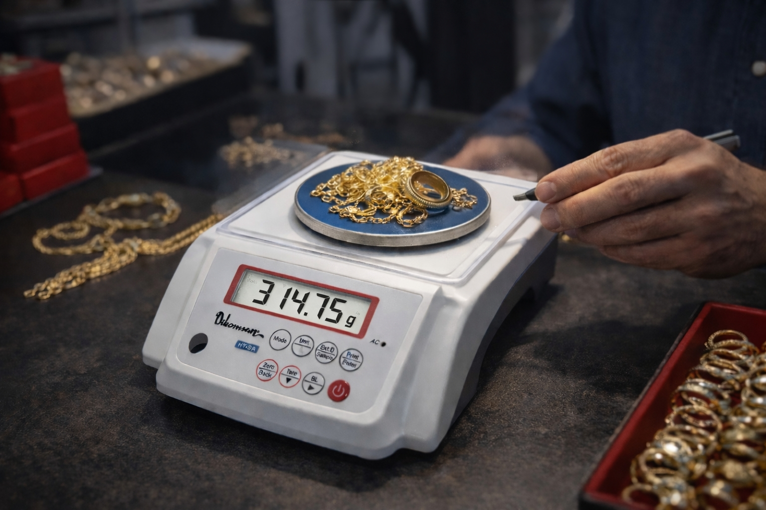 Dikomsan HT-SA 0.01g hassas terazi ile altın ve takı tartımı