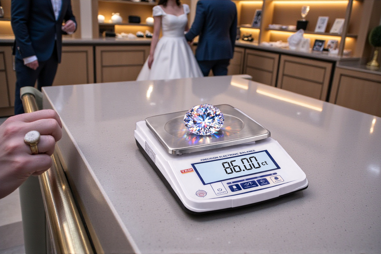 pırlanta tartımı yapan karat birimli dijital hassas terazi