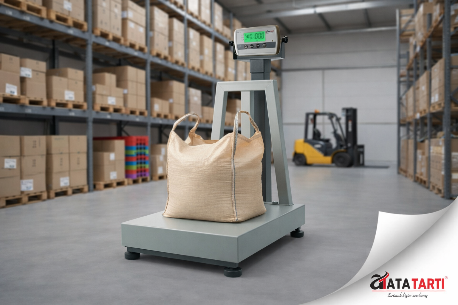 Ata Tartı EMR serisi 600 kg kapasiteli, 80x90 cm platformlu endüstriyel depo baskülü.